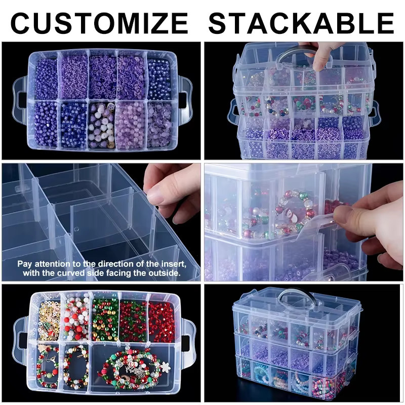 SMI Fine Stapelbare Organizer-Box mit Trennwänden aus Kunststoff, transparent, B: 25,0 cm, H: 18,0 cm - Bild 5
