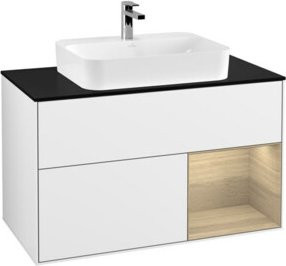V&B Waschtischunterschrank Finion 100 mit Wandbeleuchtung, Weiß lackiert, B/T/H: 100 x 50,1 x 50,1 cm - Bild 1