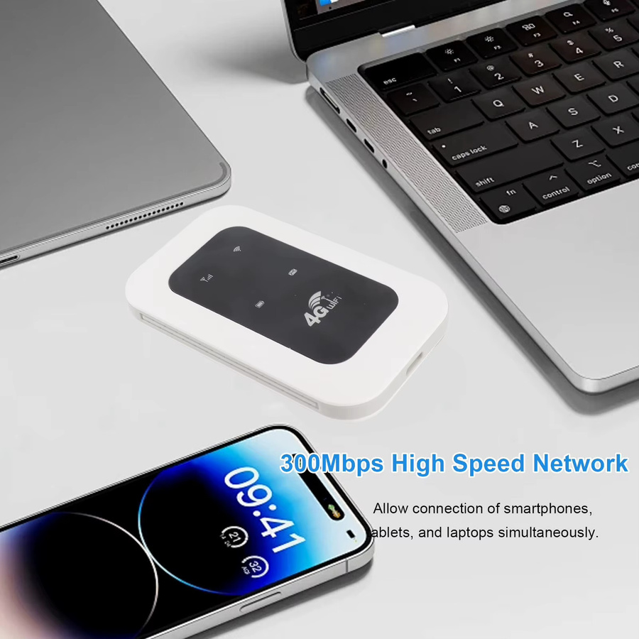 Qiilu Mobiler 4G 5G WiFi Hotspot in Weiß mit 300 Mbit/s und langer Akkulaufzeit für Reisen und Wohnmobile - Bild 3