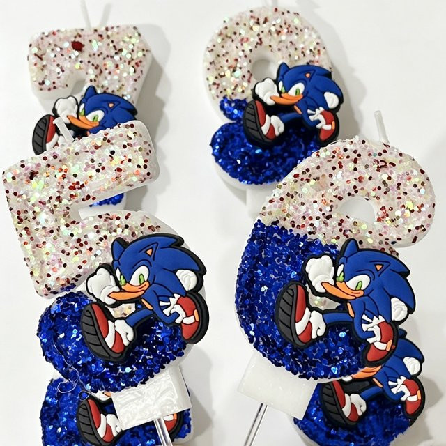 Sega Sonic Kerzen mit Zahlen 0 bis 9, Tortendekoration, Spielzeug - Bild 1