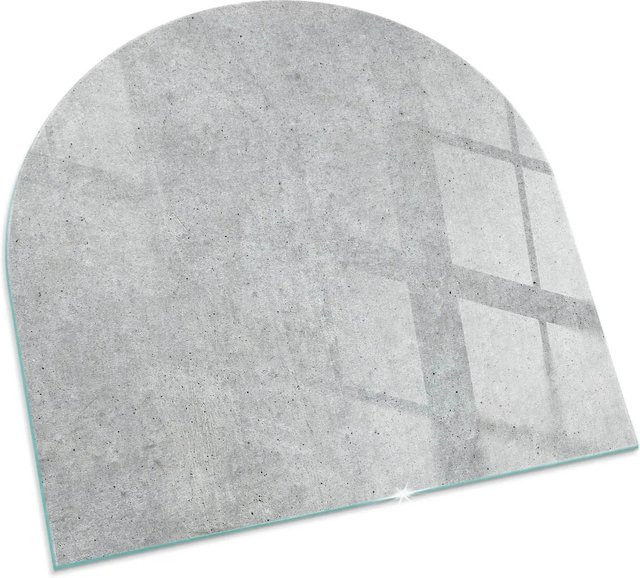 Tulup Glasplatte für Kaminöfen in Grau mit Rohbetonstruktur, Halbkreis, B/T: 100 x 100 cm - Bild 1