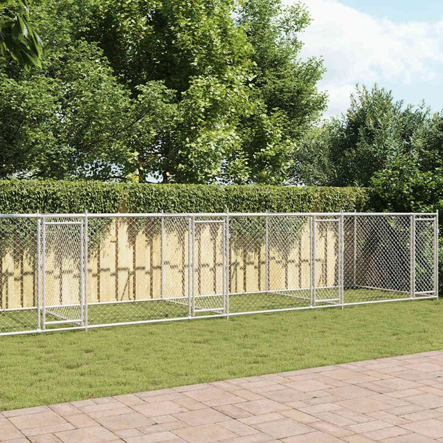 Vidaxl Hundebox aus Metall mit Tür, Grau, B/T/H: 200 x 120 x 150 cm - Bild 1