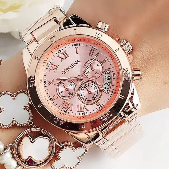 CONTENA Armbanduhr, Quarz, Edelstahl, beige, Damen - Bild 1