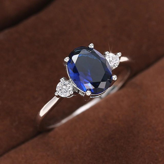 YIRAN Jewelry Ring, Kupfer, Blaue Zirkonia, gray, Damen - Bild 1