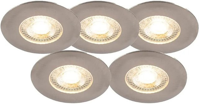 QAZQA Set mit 5 LED Einbaustrahlern in Silber, 3-stufig dimmbar, IP44, warmweiß - Bild 1