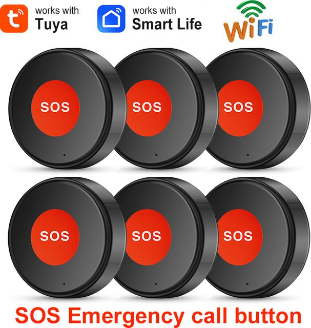 Tuya WiFi SOS Notfall-Panikknopf in Schwarz mit wiederaufladbarem Akku für die Smart Life App - Bild 1
