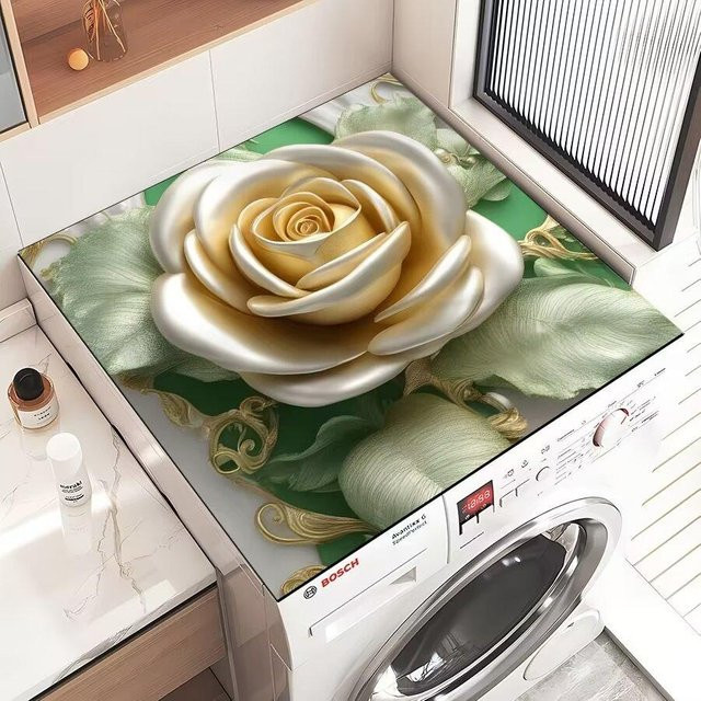 Diatomee Kieselgur Waschmaschinenabdeckung mit Blumenmuster, feuchtigkeitsabsorbierend und schnelltrocknend, B/B/H: 40 x 40 x 0 cm, Multicolour - Bild 1