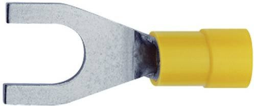 Klauke Gabelkabelschuh 4mm² bis 6mm² teilisoliert in Gelb und Silber mit Loch-Ø 4,3mm - Bild 1