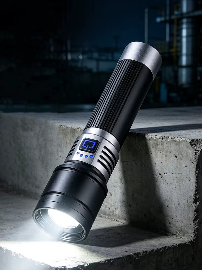 BORUiT Ultrahelle LED-Taschenlampe mit 1000LM, USB-aufladbar und Zoomfunktion, Schwarz aus Aluminiumlegierung für Outdoor, Camping und Wandern - Bild 7