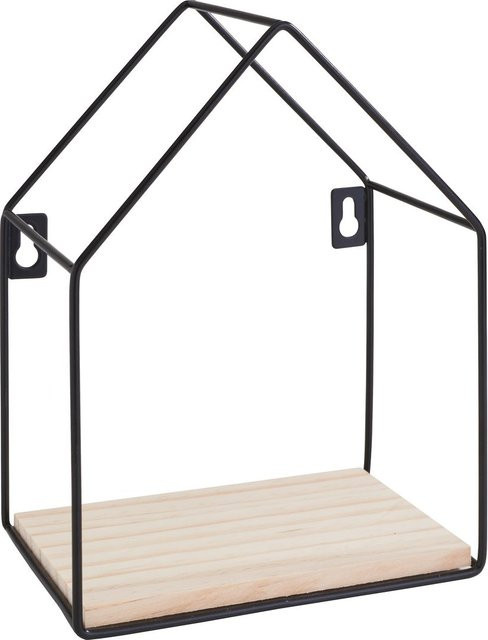 VBS Wandregal Haus aus Metall und Holz in Schwarz im Industrial Design - Bild 1
