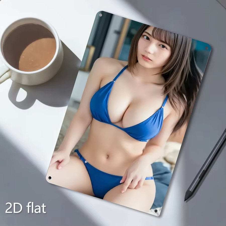 Sihoude Metallwandkunst Bikini Blau, 2D Flache Wanddekoration für Innen und Außen, Rechteckig - Bild 4