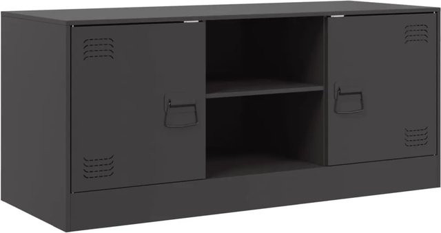 vidaXL TV-Schrank aus Stahl in Schwarz, modernes Design für dein Wohnzimmer, B/T/H: 99 x 39 x 44 cm - Bild 1