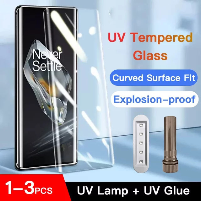 UV-gehärteter Displayschutz aus Glas für OnePlus 12, 13, 11, 10, 9, 8, 7, 7T und Ace2 Pro, transparent - Bild 1