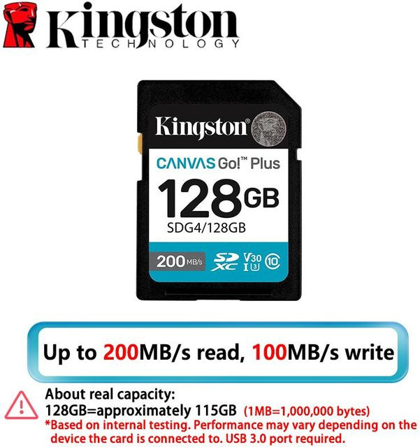 Kingston Canvas Go Plus SDXC Speicherkarte, 128 GB, V30, A2, Schwarz - Bild 2