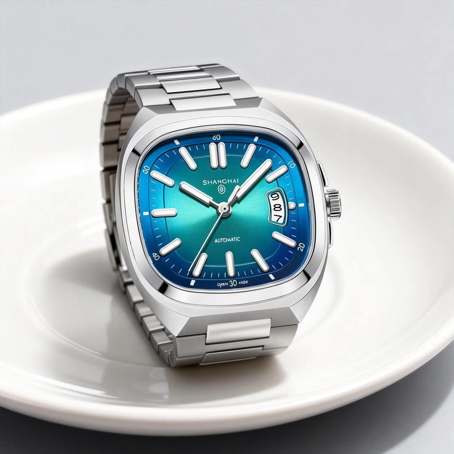 Shanghai Watch Armbanduhr, Automatik, Edelstahl, Blau, Herren - Bild 3