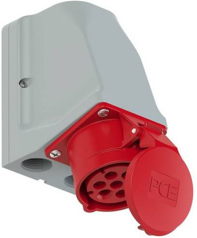PCE Wandsteckdose 917-6v CEE 16A 7polig 400V in Rot - Bild 1