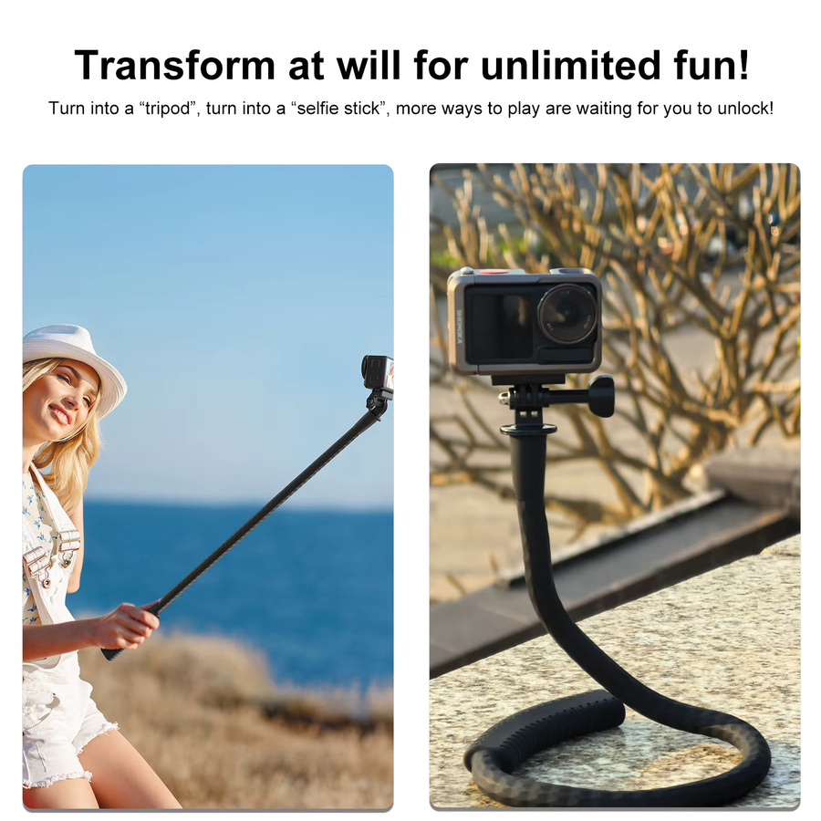 BMUUPY Flexible Halterung Klemme für Action Cameras wie GoPro Hero 13 12 11 und DJI OSMO Action 5Pro/4/3 in Schwarz - Bild 4