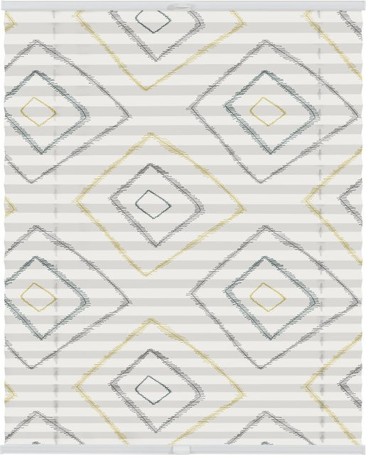 Lichtblick Plissee Klemmfix Stripy Boho Rectangle blickdicht in Beige - Bild 1