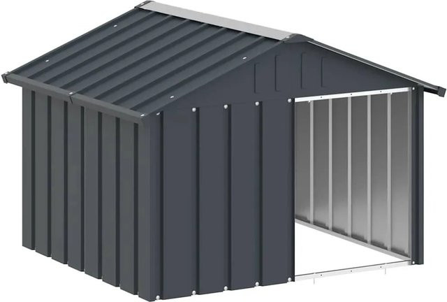 vidaXL Hundehütte aus verzinktem Metall in Anthrazit, B/T/H: 116,5 x 103 x 81,5 cm - Bild 1