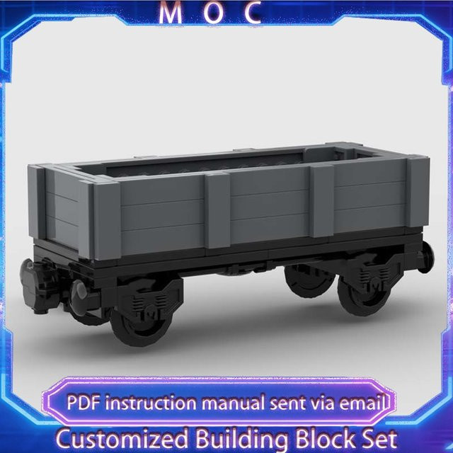 Anpassbarer Güterzug mit Offenem LKW und 6-Breiten-Wagen, MOC Baustein-Modell, 137 Teile - Bild 1