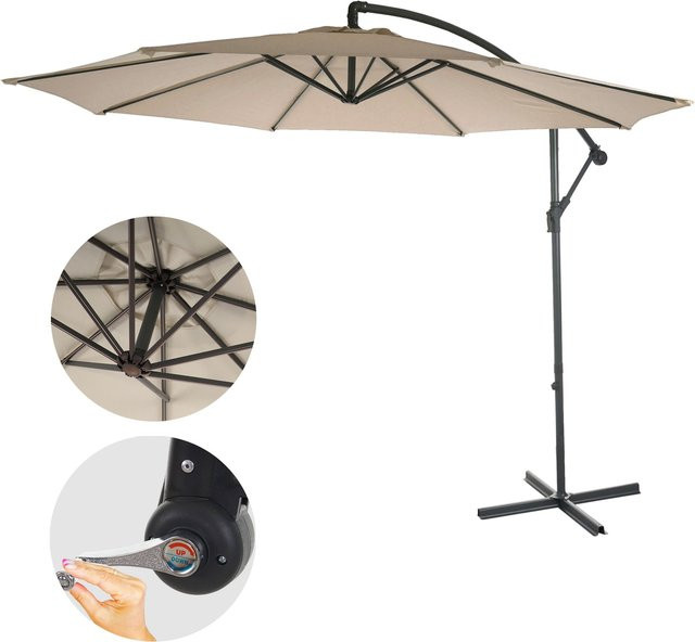 MCW Ampelschirm Terni Sonnenschirm neigbar in Sand-Beige mit Ø 3m - Bild 1