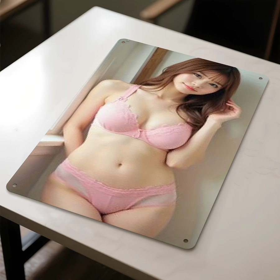 CIFBUY Vintage Dessous Blechschild in Pink als rahmenlose Wanddekoration für Zuhause, Büro oder Bar - Bild 3