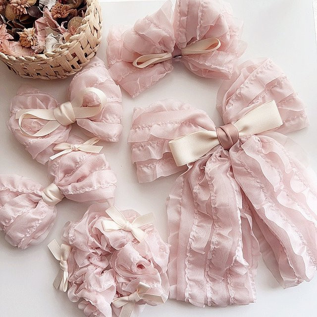 Jorge Amado Haar Clips Set, Rosa Chiffon, Kinder Mädchen - Bild 1
