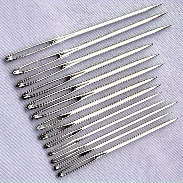 25 Stück Handnähnadeln mit großem Öhr in Silber aus Metall für Kreuzstich, Leder und dickes Garn - Bild 1
