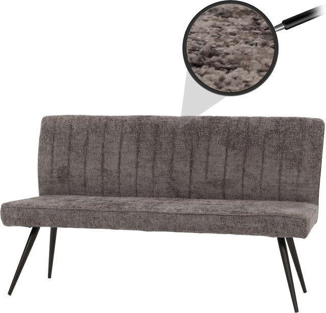Sitzbank MCW-K16 Polsterbank mit Rückenlehne aus Chenille und Metallgestell, grau-braun, B: 160 cm, H: 90 cm, T: 60 cm - Bild 1