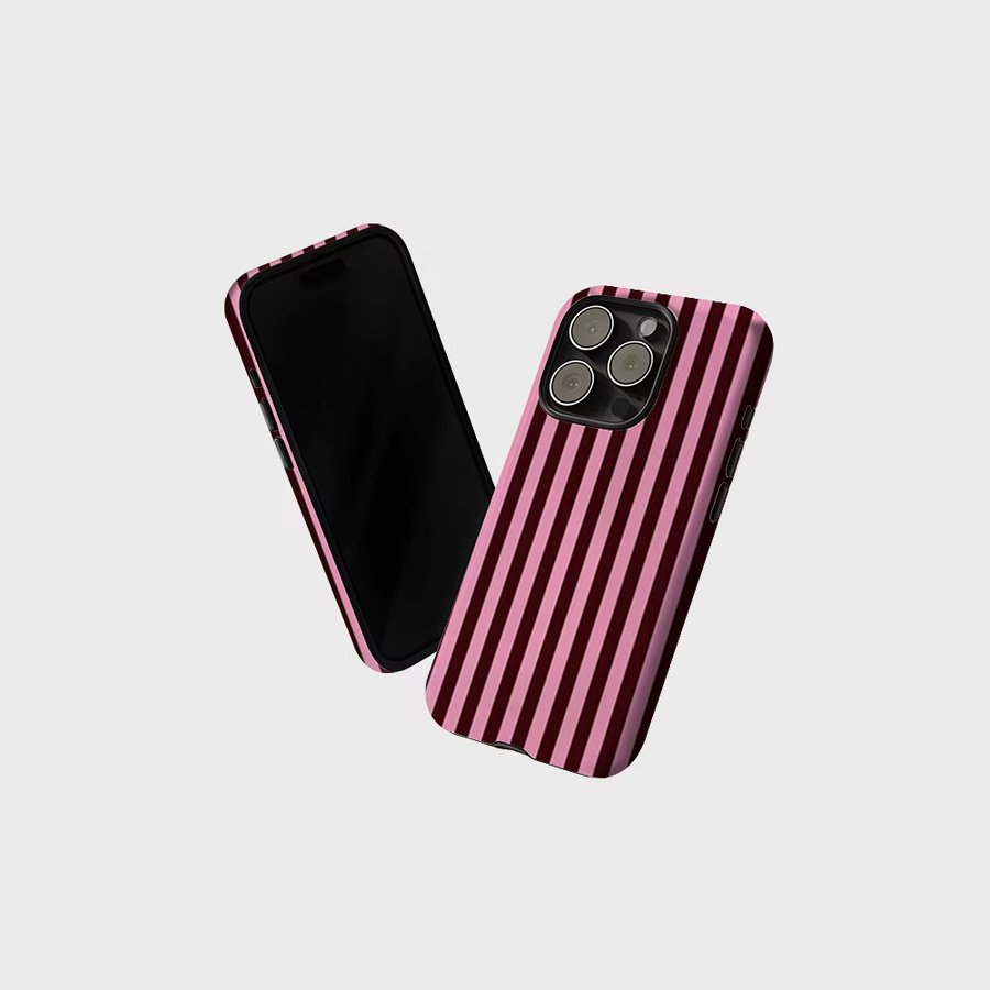 CaseLumi Matte Bumper MagSafe Schutzhülle für iPhone 17 16 15 Pro Max Plus mit vertikalen Streifen in Rosa - Bild 2