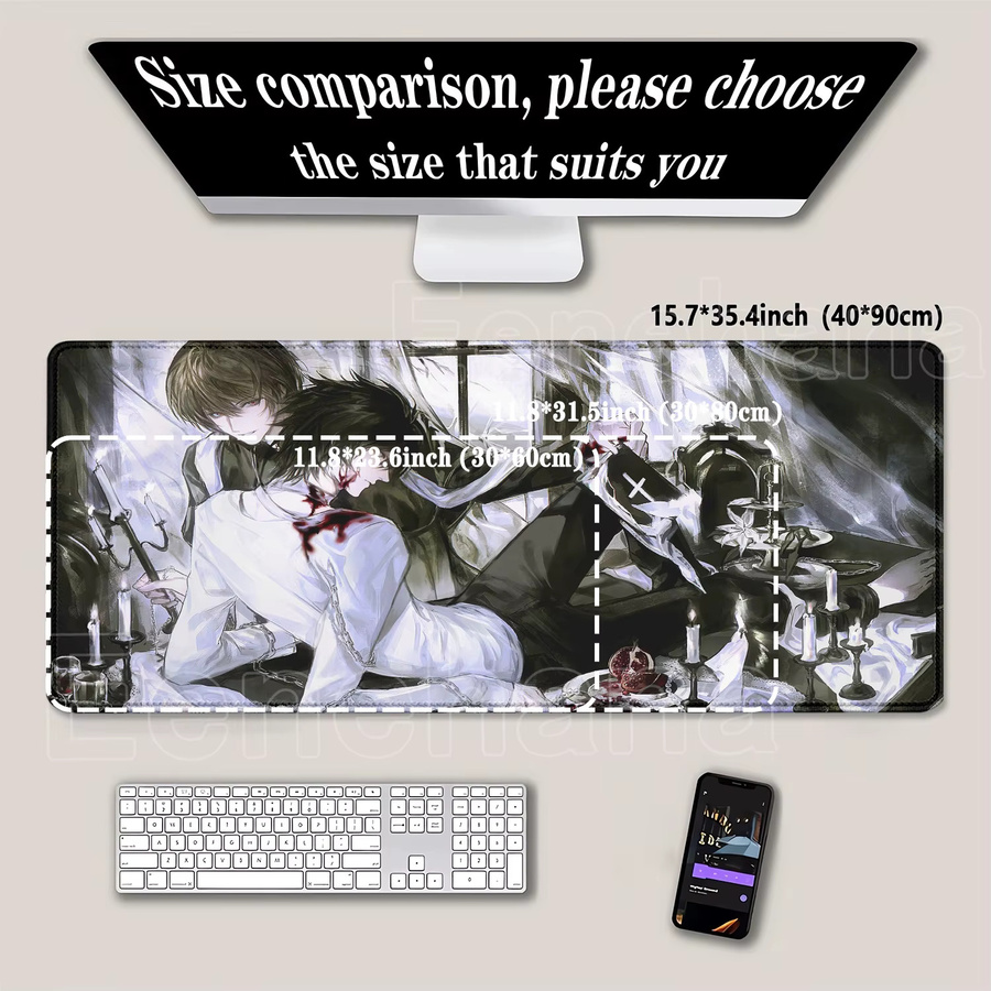 Eenehana Anime-Mauspad Death Note Misa Amane Light Yagami XXL Schreibtischunterlage Mehrfarbig - Bild 2