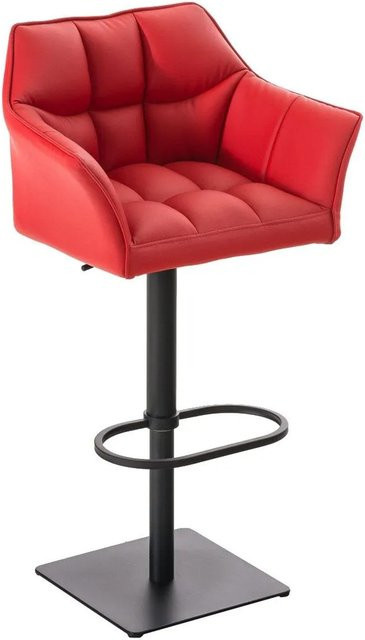 DELUKE Barhocker SIHAR in Rot, höhenverstellbarer Barstuhl aus Kunstleder mit Lehne und 360 Grad Drehbarkeit, B/T/H: 64 x 45 x 88 cm - Bild 1