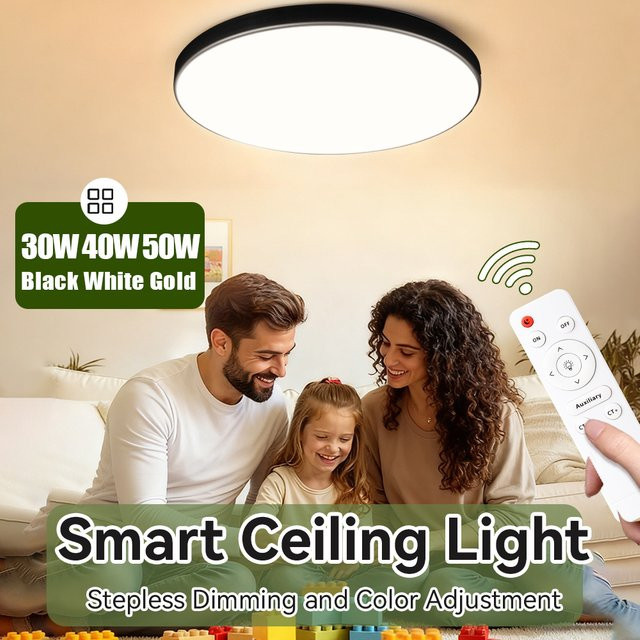 LANGYUE Smart LED Panel Deckenleuchte in Weiß mit Fernbedienung, moderne wasserdichte und staubdichte Deckenlampe für Wohnzimmer und Schlafzimmer - Bild 1
