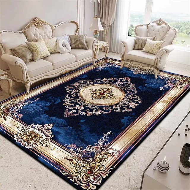 Luxuriöser Teppich JGJG in Blau mit geometrischem Design, rutschfest und waschbar, B/T: 160 x 230 cm - Bild 1