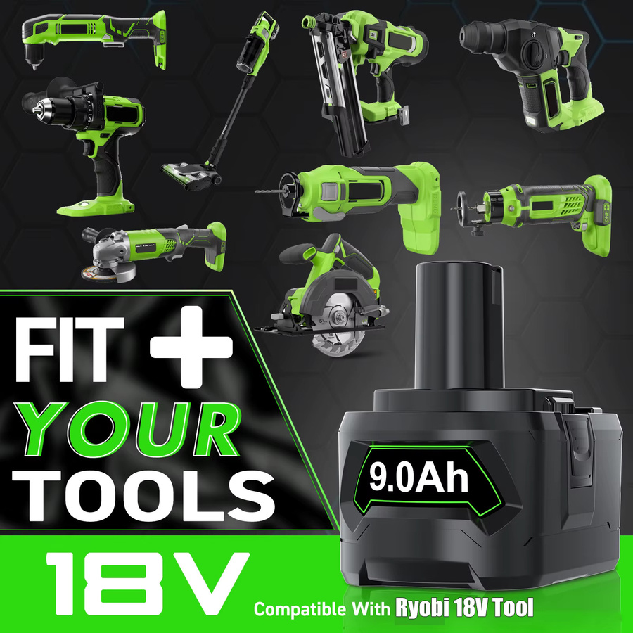 Ryobi Ersatzakku für 18V Li-Ion Elektrowerkzeuge mit 6Ah Kapazität kompatibel mit P107 P108 P109 - Bild 2