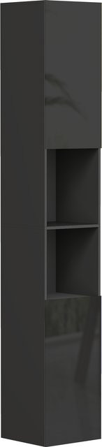 Aosom Bad-Hochschrank in Schwarz mit glänzender Oberfläche, 2 Schränken und 2 Nischen, B/T/H: 30 x 30 x 181,5 cm - Bild 1