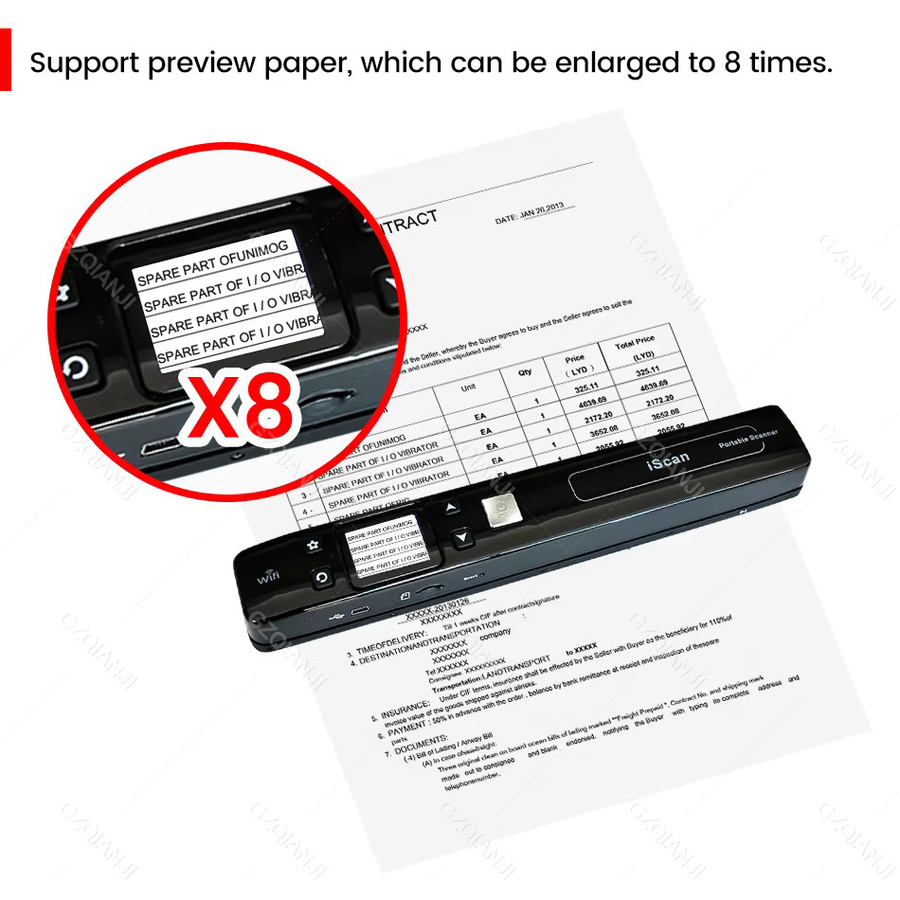 ISCAN Mini Tragbarer A4-Dokumentenscanner in Weiß mit Wifi, USB-C und 32GB TF-Karte, 1050 dpi, Handheld Scanner für JPG und PDF - Bild 3