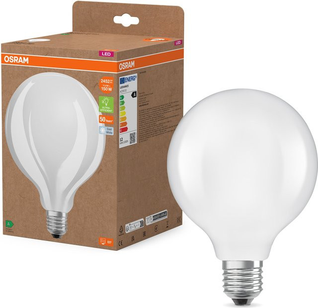 Osram LED Filament Classic Globe LED-Lampe, Kaltweiß, 11,6 W, 2452 lm, Energieeffizienzklasse A, mattes Glas - Bild 1