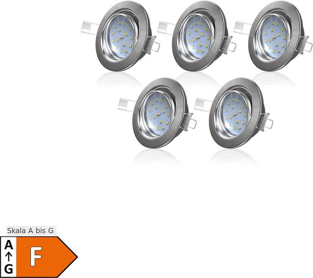 B.K.Licht LED Einbaustrahler Lupus 5er Set, Silber, Warmweiß, Rund, Verstellbar - Bild 1