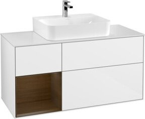 V&B Waschtischunterschrank Finion mit Wandbeleuchtung, Weiß lackiert, Breite: 120 cm, Höhe: 50,1 cm, Tiefe: 50,1 cm - Bild 1