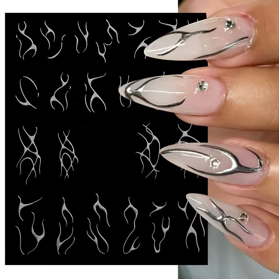 HotPress Nail Art Aufkleber, Metallic, Silber und Gold - Bild 2