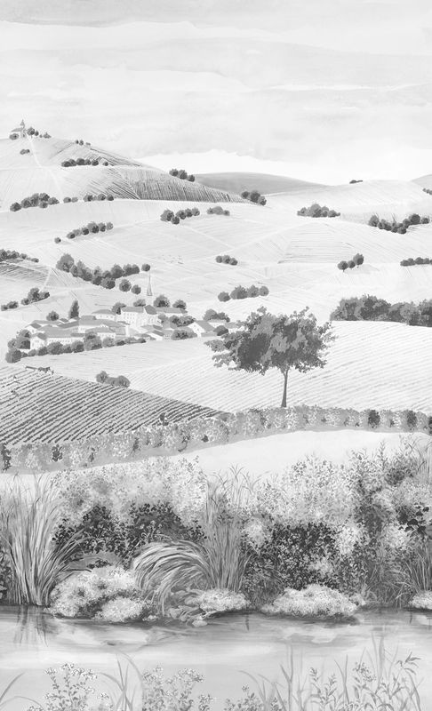 Isidore Leroy Wandtapete Vendanges Mural in Grau aus Vlies mit Naturmotiv - Bild 2