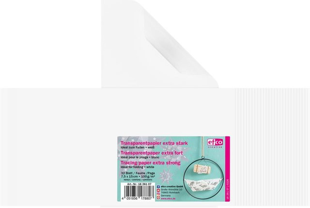 Efco Transparentpapier zum Falten Extra stark in Weiß, B: 7,5 cm, H: 15 cm - Bild 1
