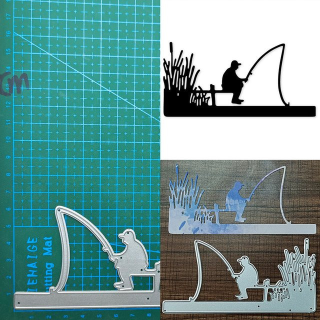 Metall-Schneidestanzform für Scrapbooking und DIY-Bastelarbeiten mit Angler-Motiv - Bild 1