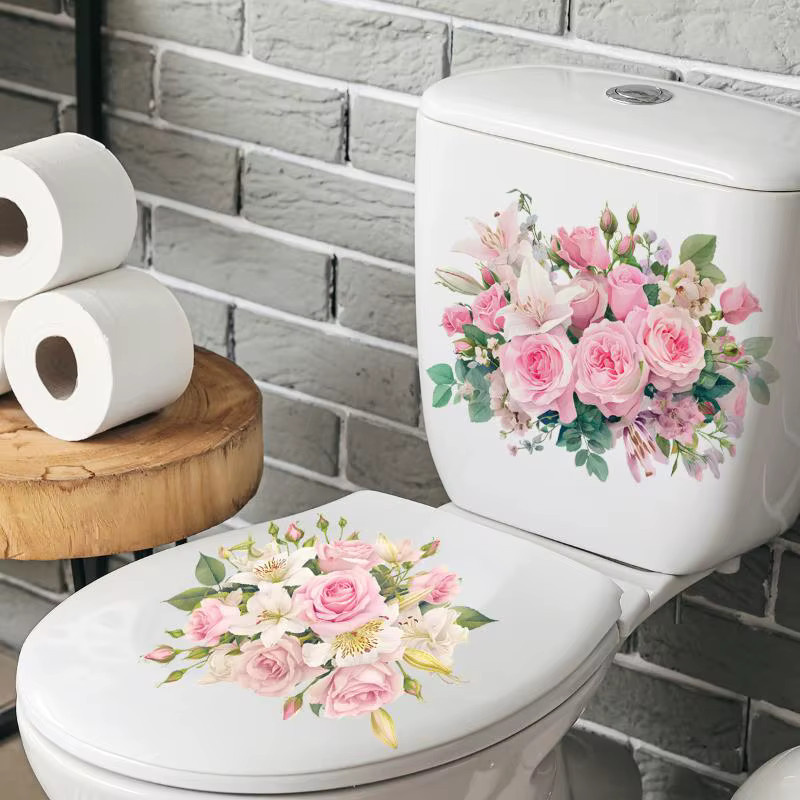 JETTING Selbstklebende Badezimmer-Dekorationsaufkleber mit Blumenmuster in Multicolour, Wasserdichte PVC Tapete im Vintage-Stil - Bild 2