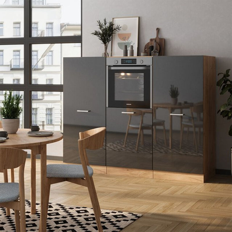 Vicco Küchenzeile R-Line Küchenblock in Anthrazit Hochglanz und Eiche, Breite: 180 cm - Bild 2