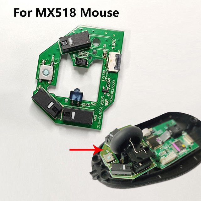 Logitech MX518 Ersatz-Motherboard mit Mikrotastenplatine und Mikroschaltern für kabelgebundene Mäuse - Bild 1