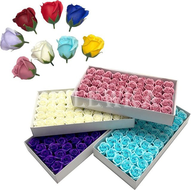 12 Stück Künstliche Rosen von Spilewka in Weiß, Handgefertigte Seifenblumen-Dekoration für Hochzeit, Valentinstag und Party, B/H/T: 4,5 x 6 x 6 cm - Bild 1