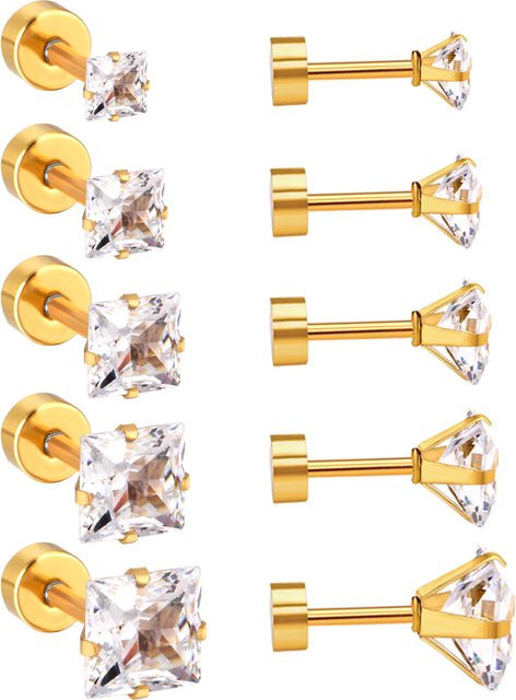 LUXUKISSKIDS Ohrstecker Edelstahl, Kristall, Gold, Unisex - Bild 1