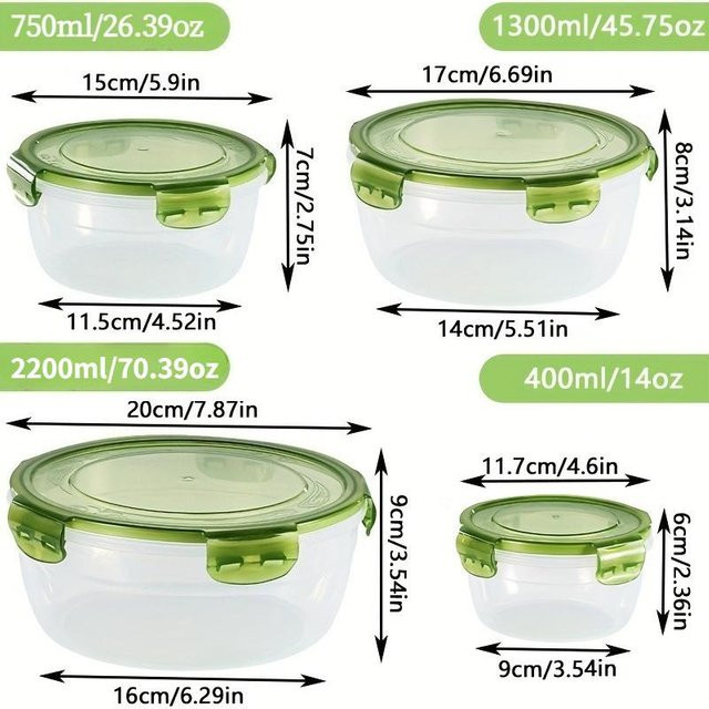 8-teiliges stapelbares Lebensmittelaufbewahrungsbehälter-Set von Binchi Outdoor Product, BPA-frei, auslaufsicher und luftdicht, grün - Bild 1